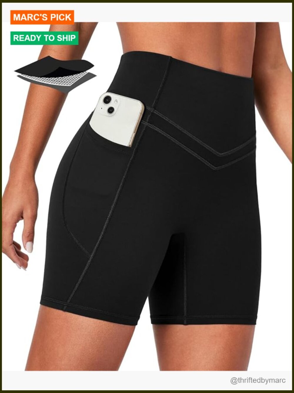 High Waisted Compression Biker Shorts With Pockets For Women Tummy Control